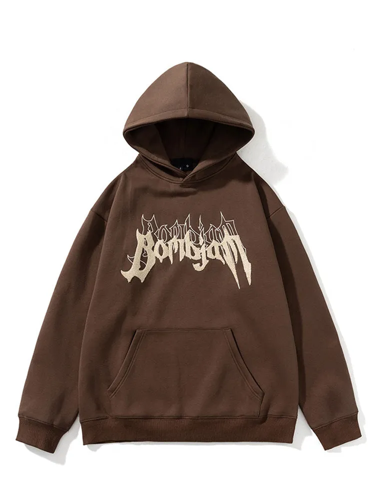 New Loose Embroidered Letters Hoodies