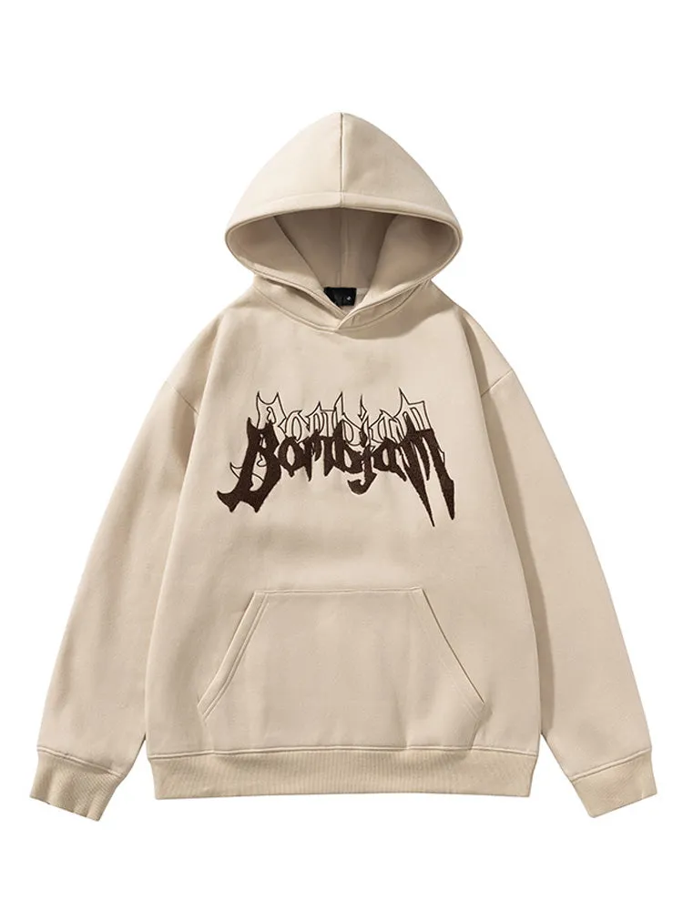 New Loose Embroidered Letters Hoodies