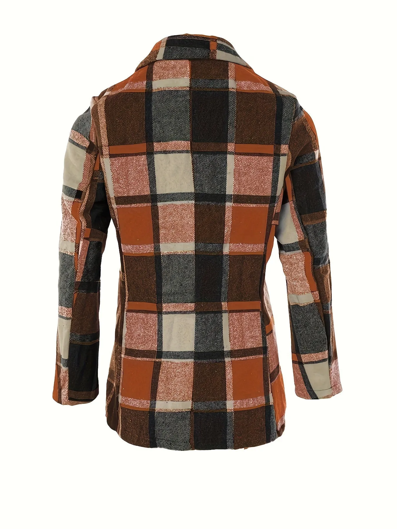 NIVREN | Checked Winter Coat with Long Sleeves and Lapels