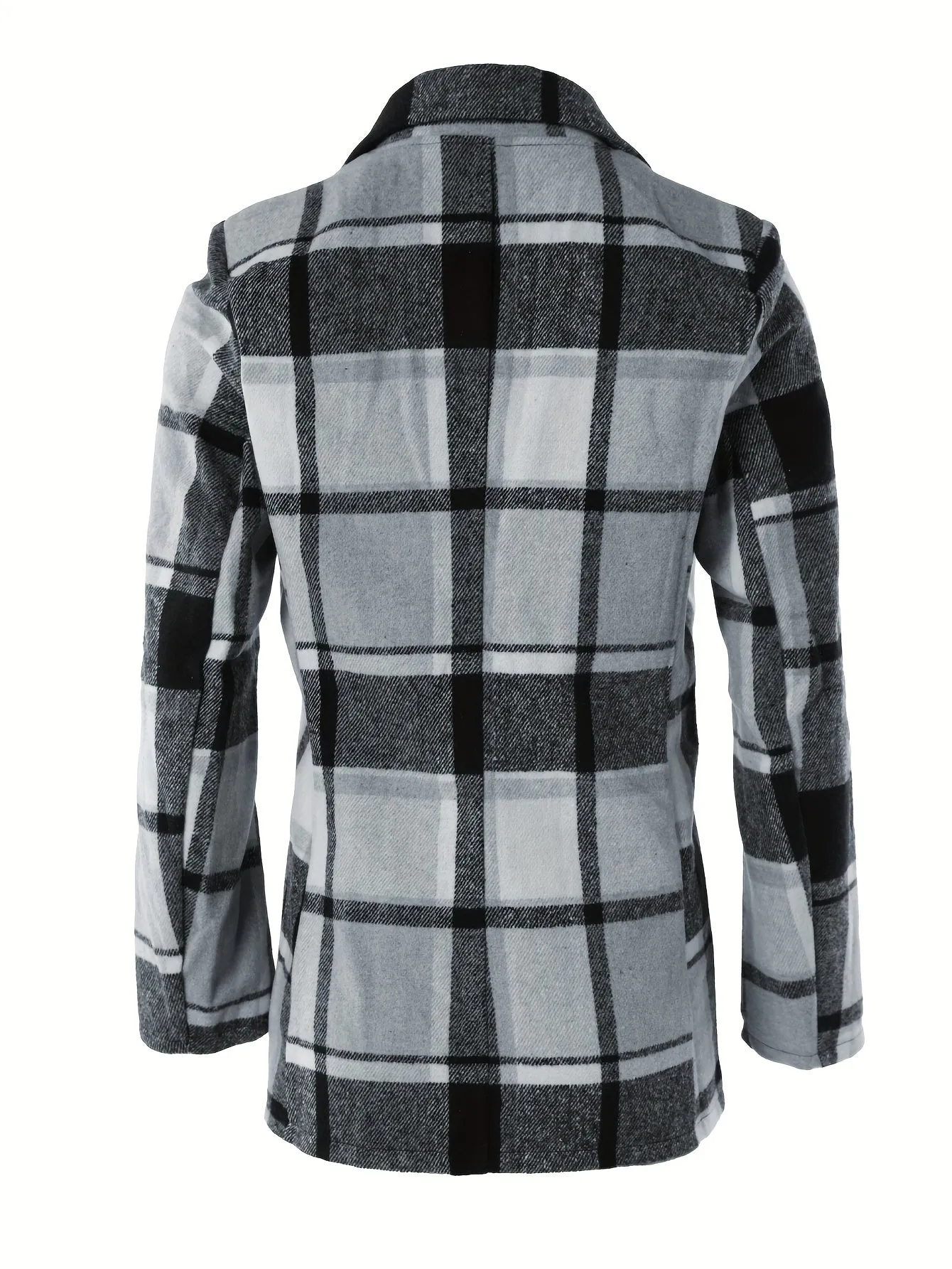 NIVREN | Checked Winter Coat with Long Sleeves and Lapels
