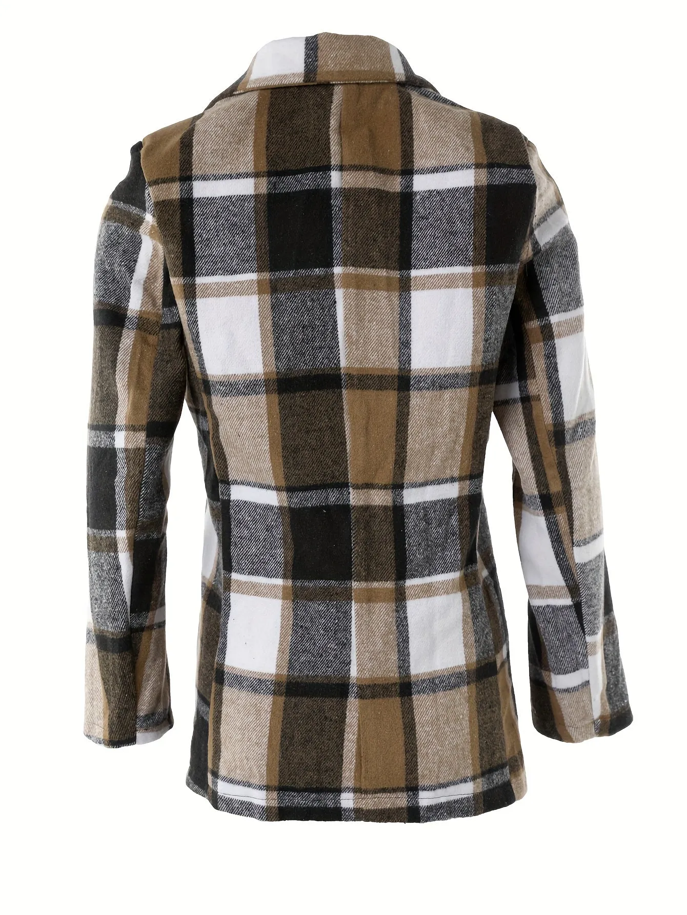 NIVREN | Checked Winter Coat with Long Sleeves and Lapels