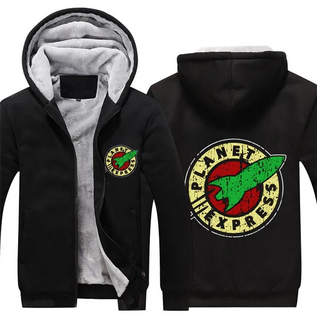 Planet Express hoodie USA Size Adult Unisex Planet Express hoodie jacket Thicken Hoodie Zipper Coat Winter Fleece Warm