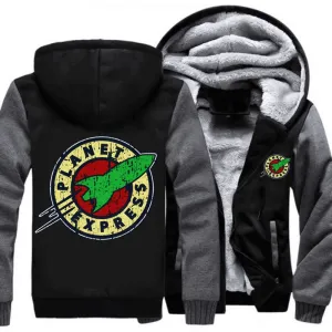 Planet Express hoodie USA Size Adult Unisex Planet Express hoodie jacket Thicken Hoodie Zipper Coat Winter Fleece Warm