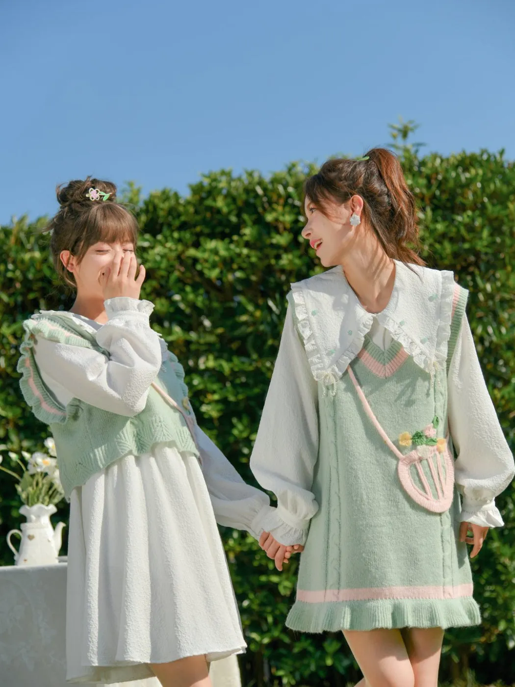 Posy Textured Blouse, Knit Vest & Dresses