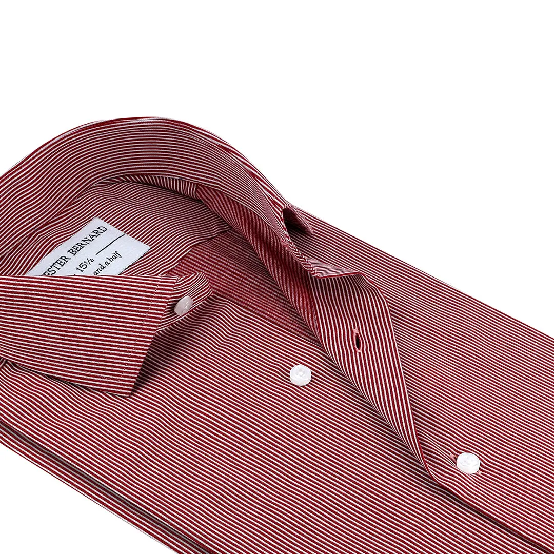 Red With White Pin Stripes Poplin OL-174
