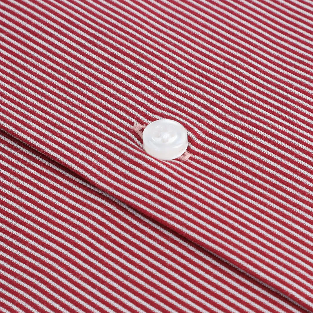 Red With White Pin Stripes Poplin OL-174