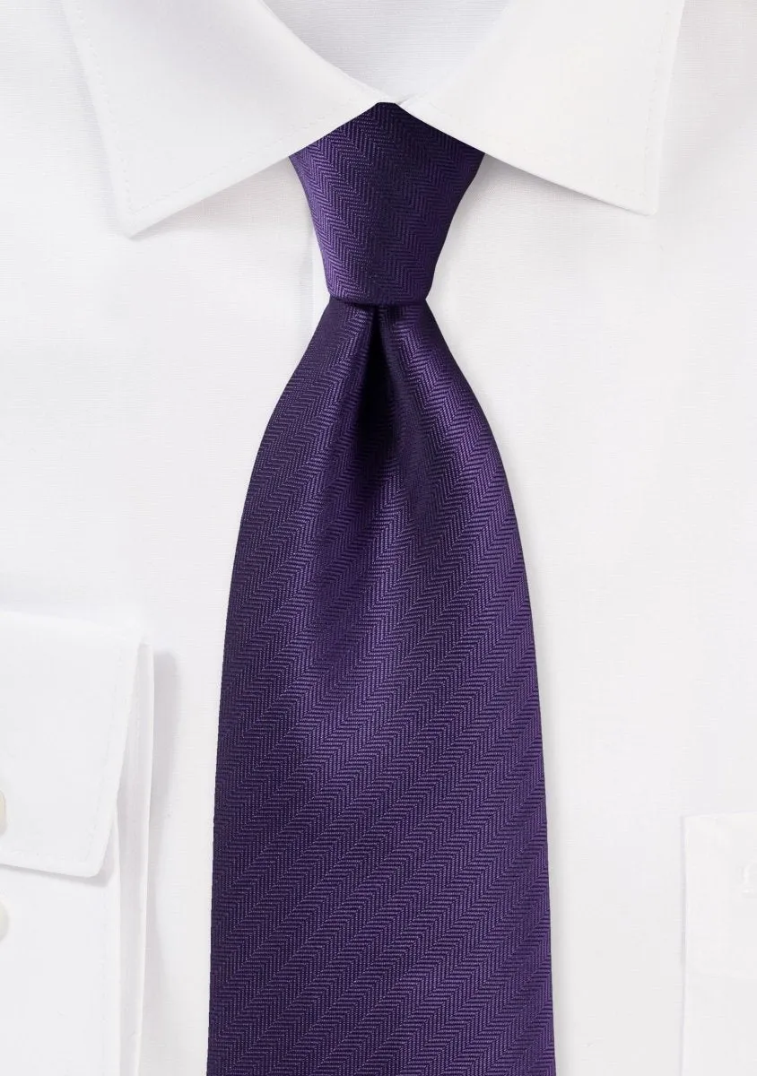 Regency Purple Herringbone Necktie