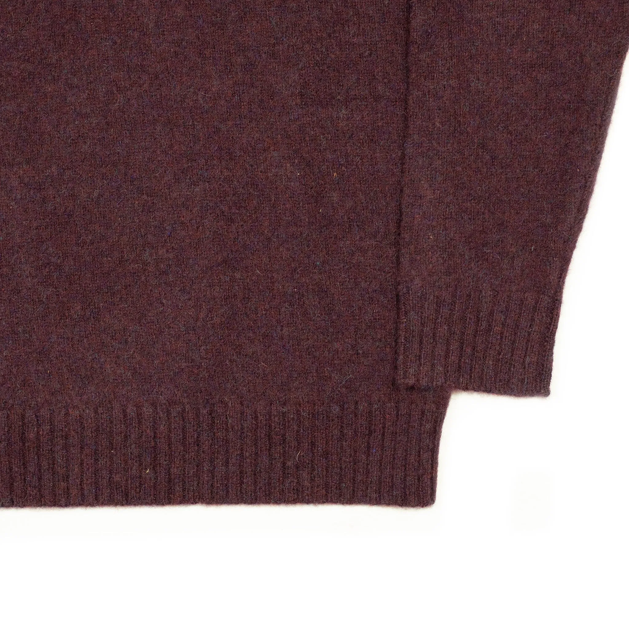 Saddle shoulder sweater in "Boysenberry" washed shetland wool