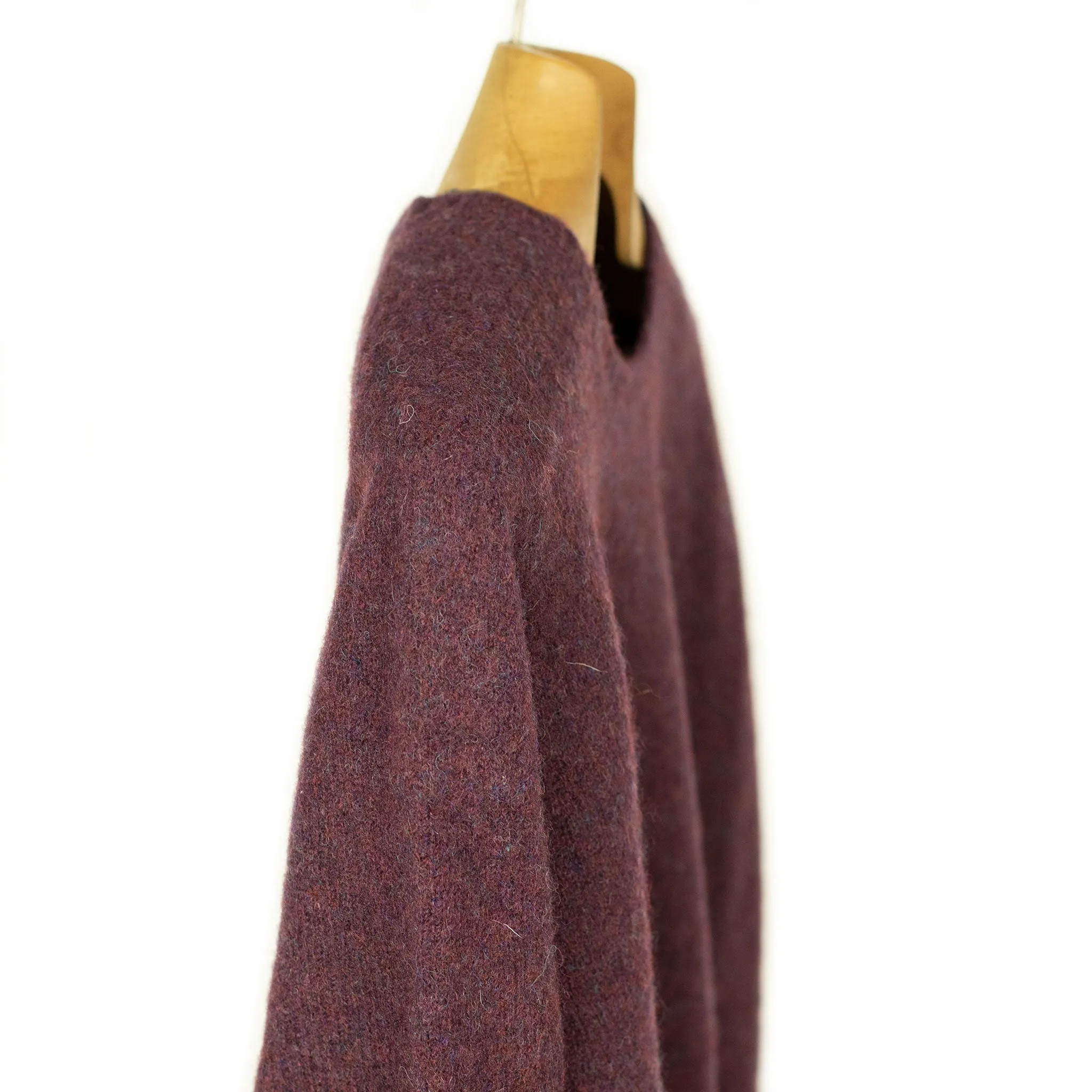 Saddle shoulder sweater in "Boysenberry" washed shetland wool