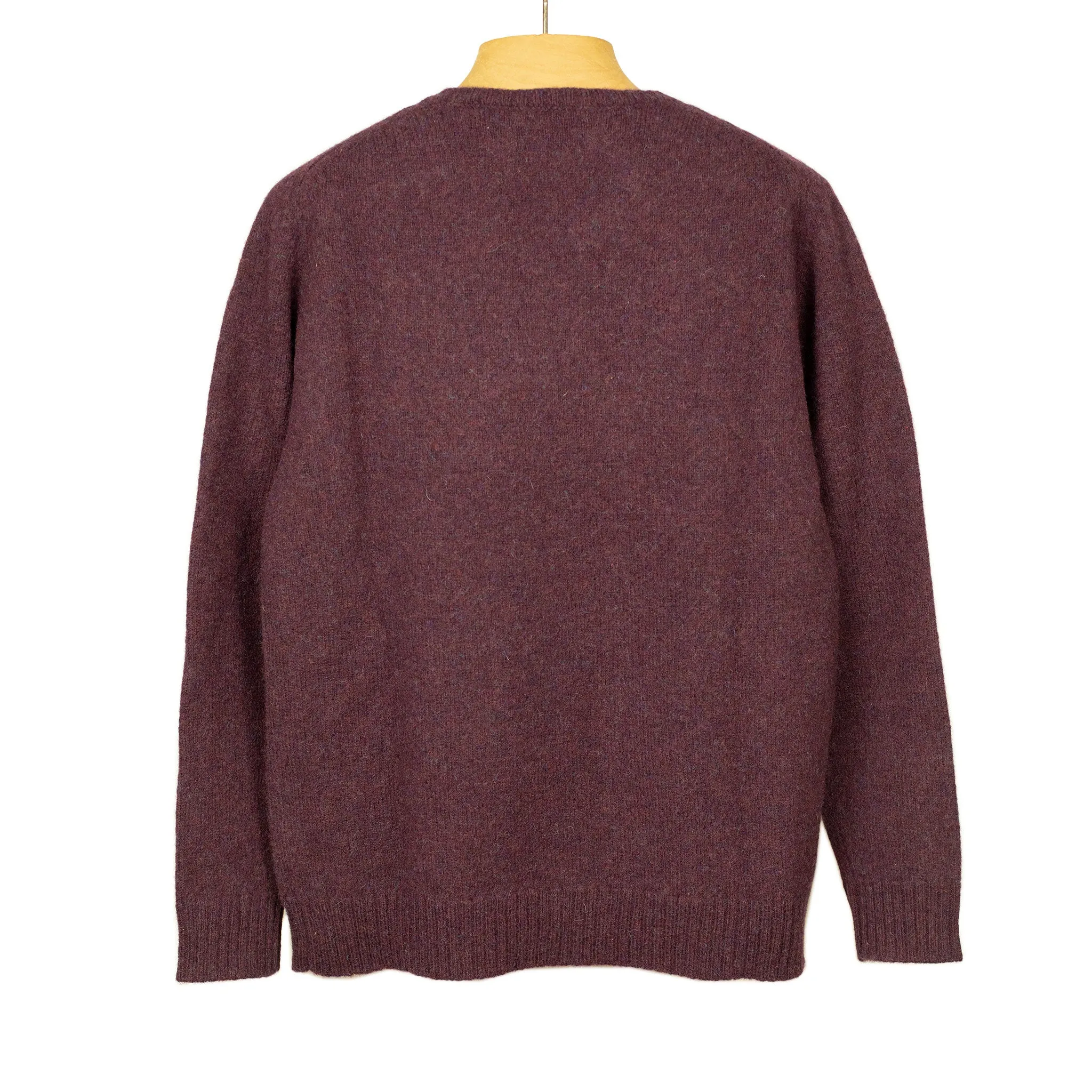 Saddle shoulder sweater in "Boysenberry" washed shetland wool