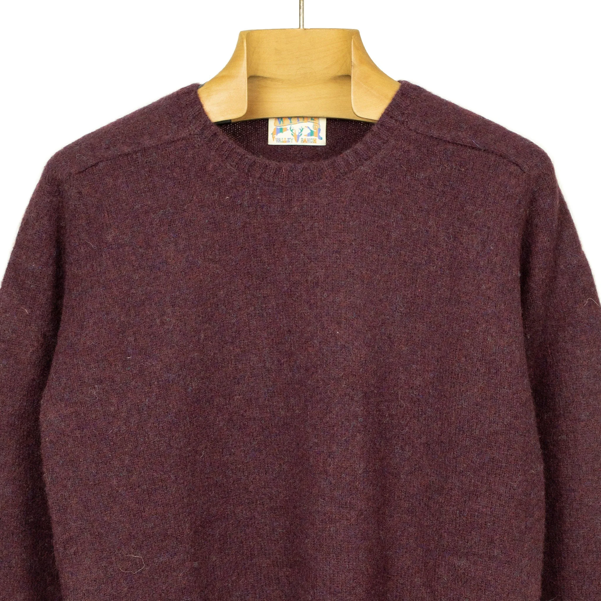 Saddle shoulder sweater in "Boysenberry" washed shetland wool