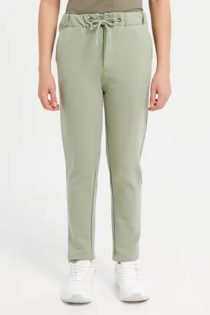 Senior Boys Mint Solid Trousers