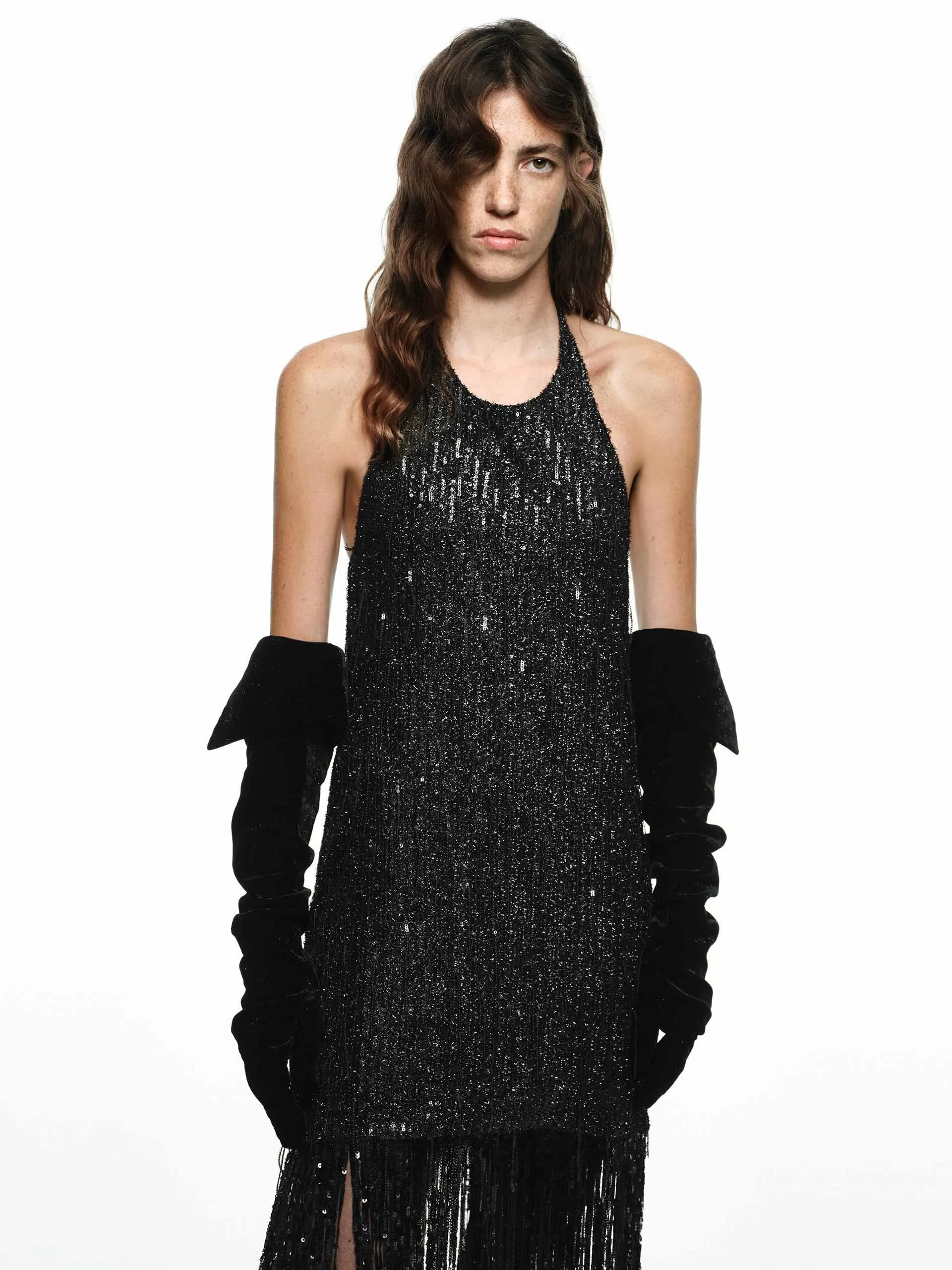 Sequin Detail Fringe Dress