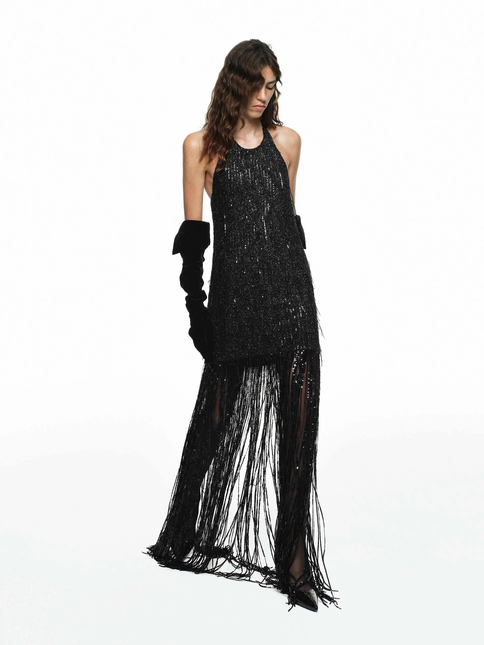Sequin Detail Fringe Dress