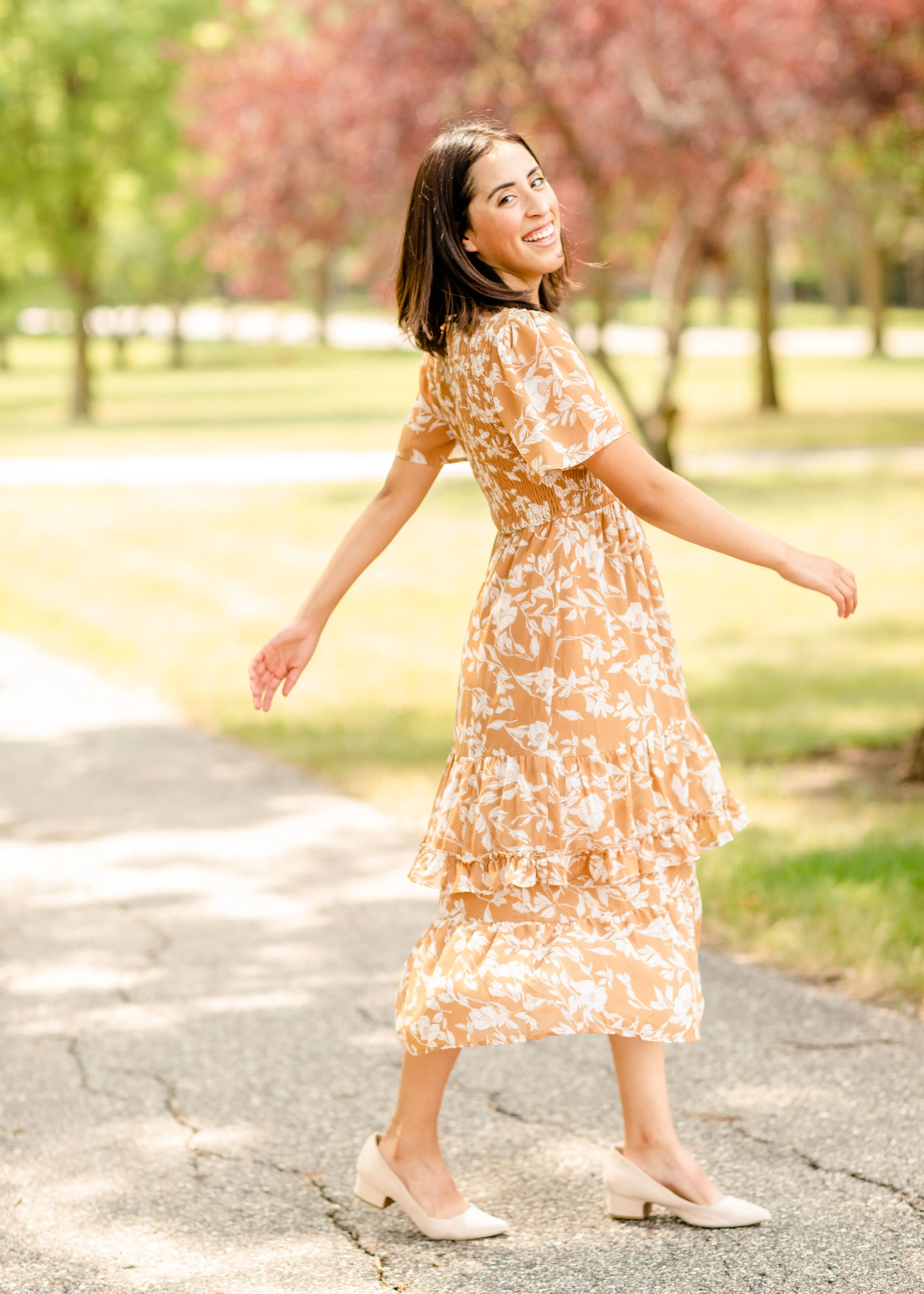 Smocked Top Tiered Midi Dress - FINAL SALE
