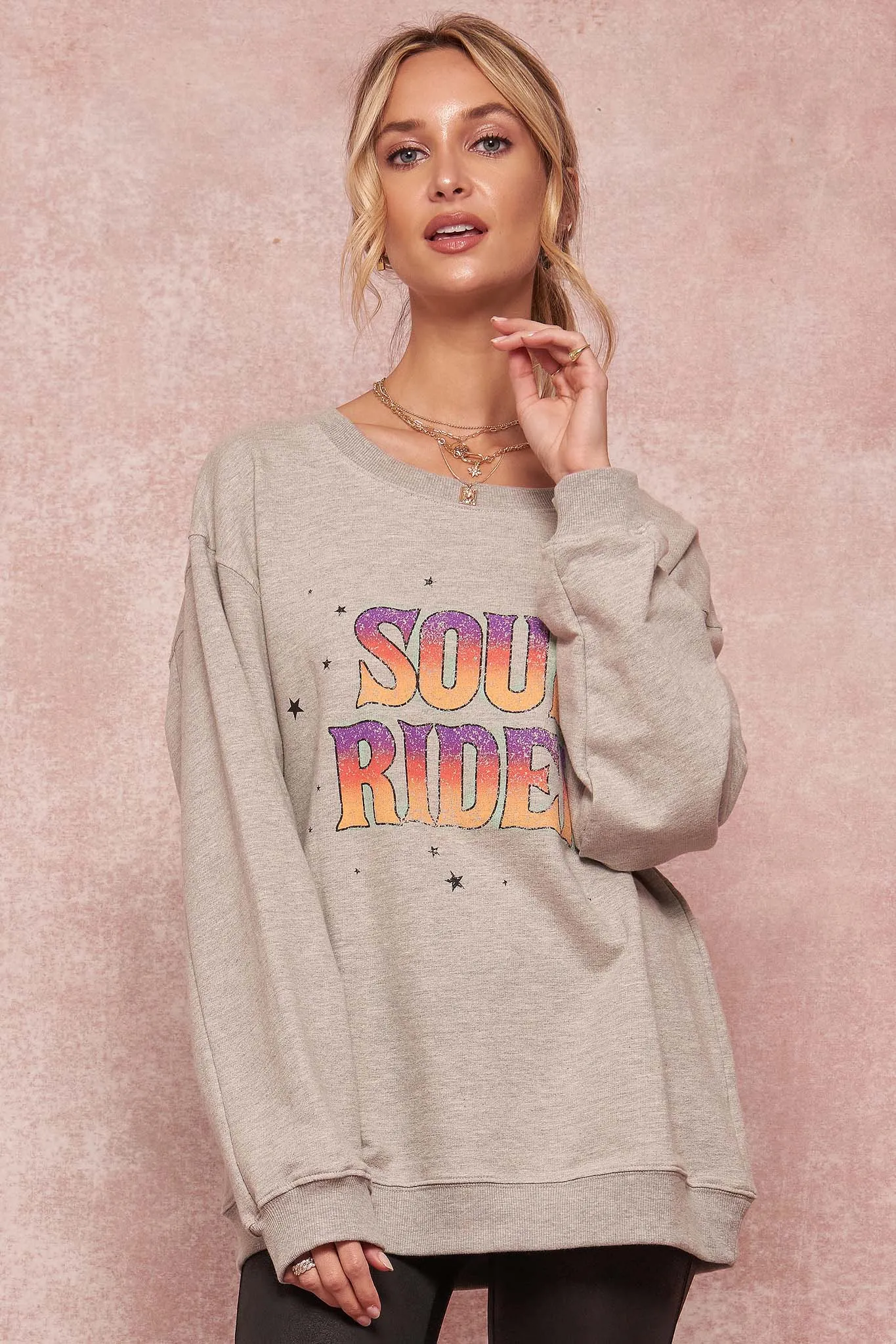 Soul Rider Vintage Graphic Tunic Sweatshirt