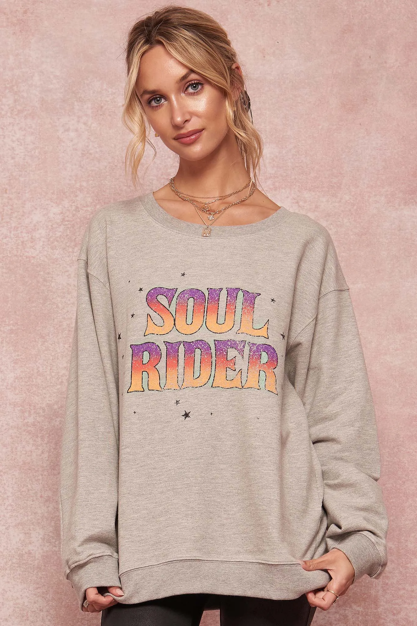 Soul Rider Vintage Graphic Tunic Sweatshirt