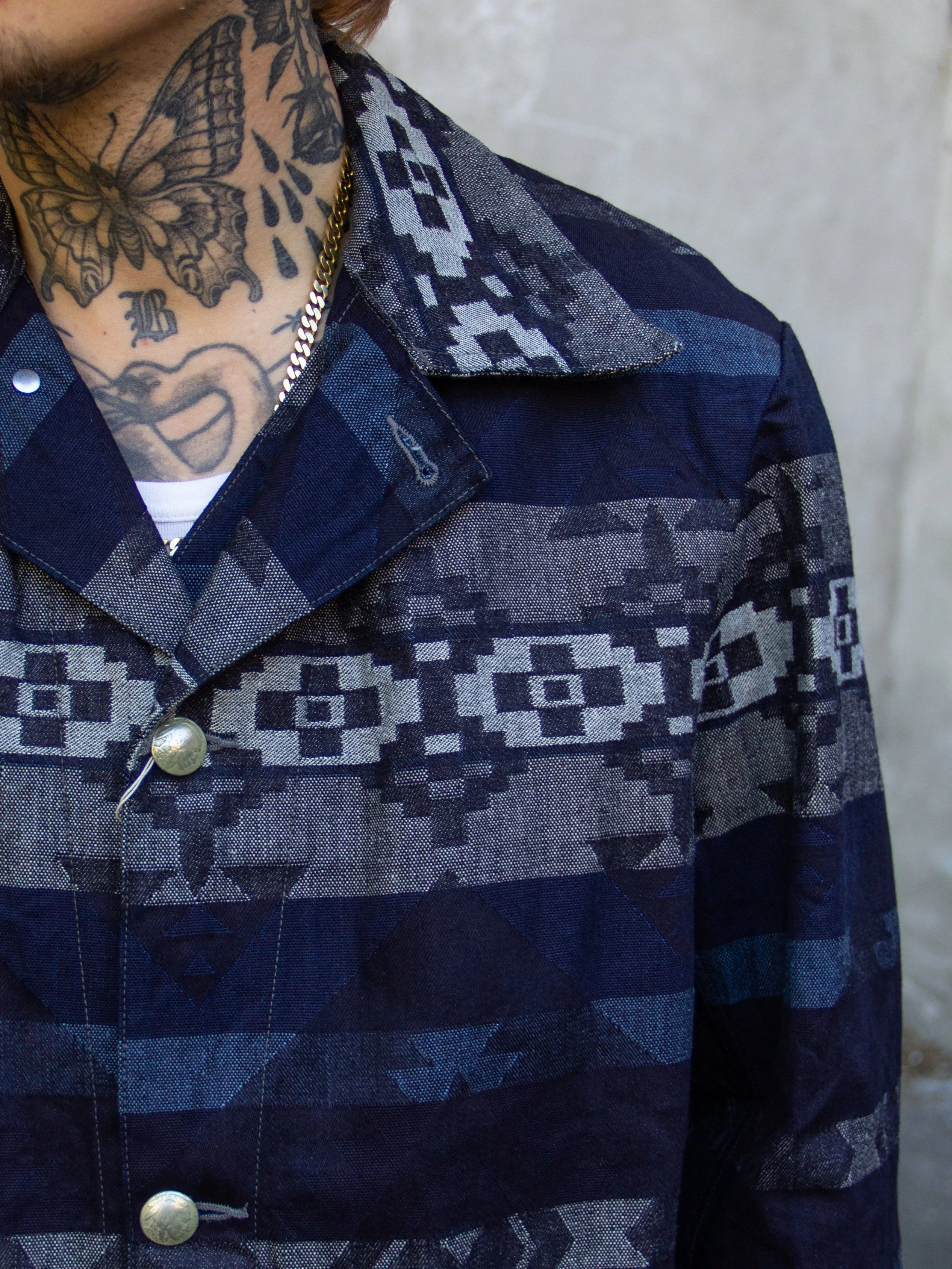 Sugar Cane, Native Jacquard Jacket, Indigo