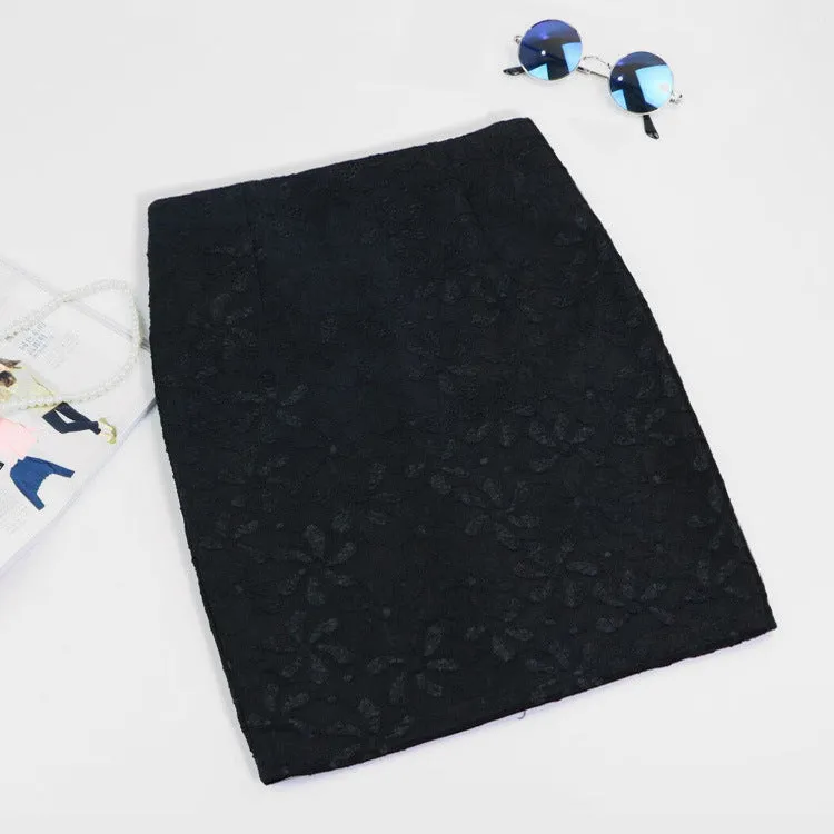 Summer Lace Skirt Hip Flattering Women High Waist Slim Look Stretchable Skirt