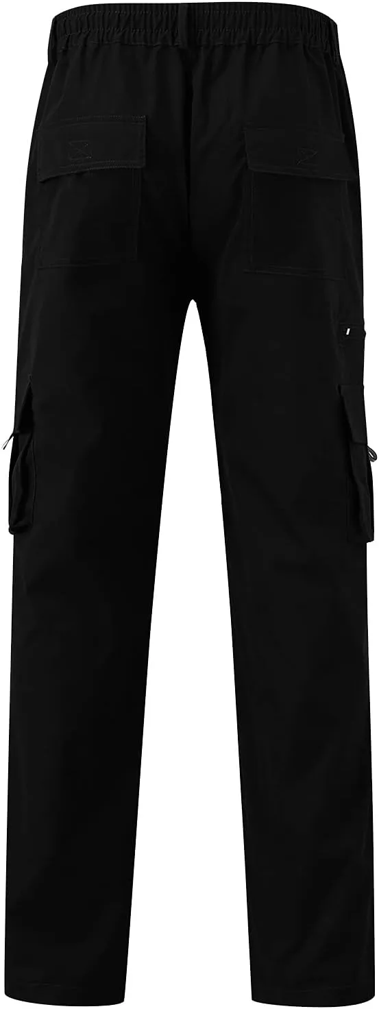 Sweatpant for Men with Pockets Workout Sports Pant Men's Cargo Pants Elastic Waist Joggers Solid Casual Multi Pockets