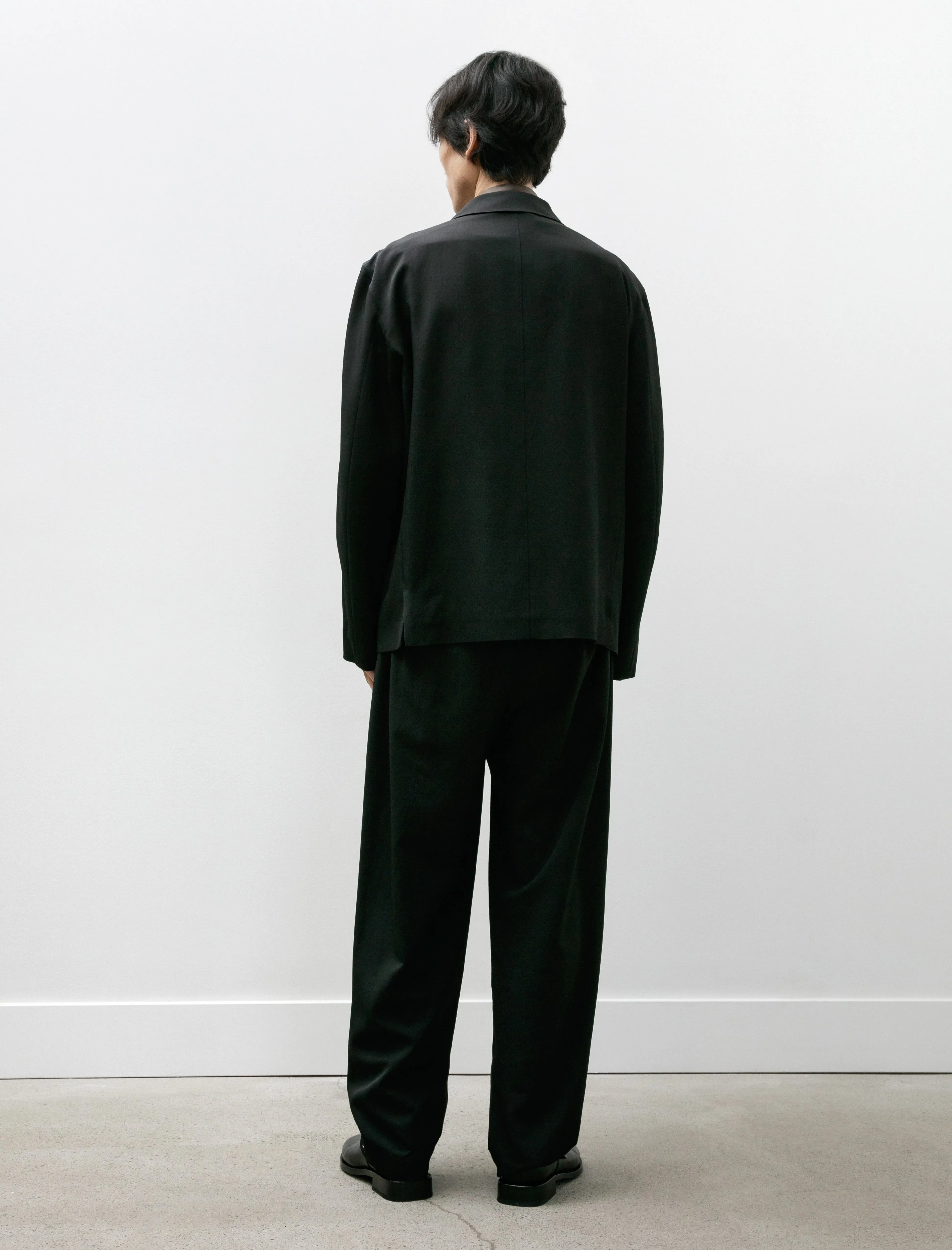 Tailored Shirt Jacket Wool Viscose Gabardine Black