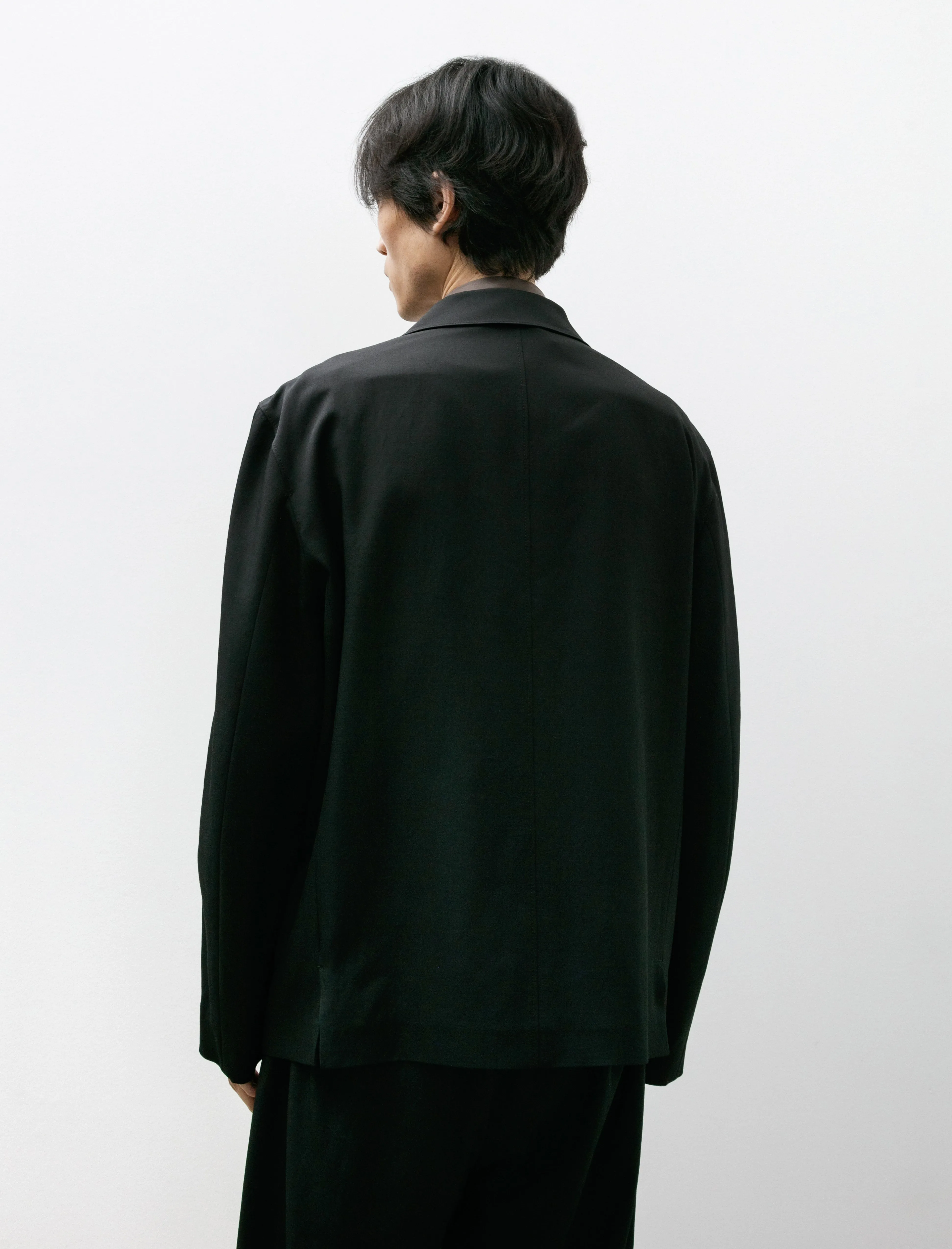 Tailored Shirt Jacket Wool Viscose Gabardine Black