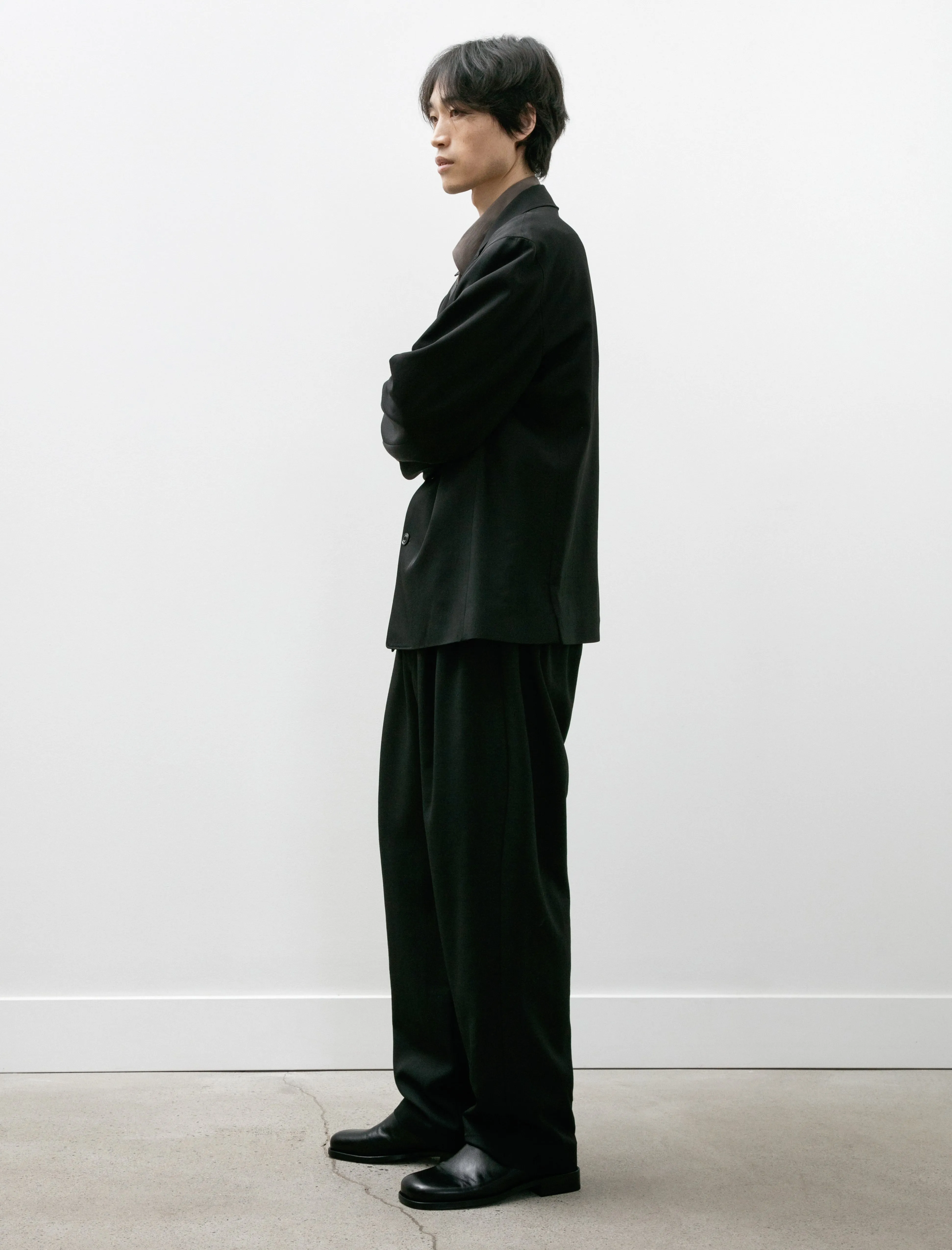 Tailored Shirt Jacket Wool Viscose Gabardine Black