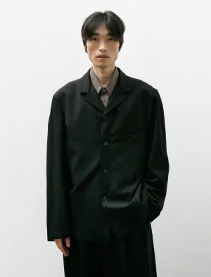 Tailored Shirt Jacket Wool Viscose Gabardine Black