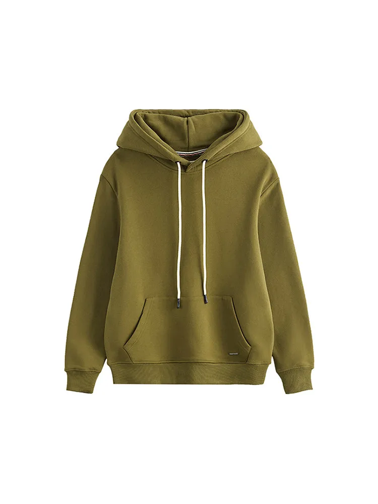 Thickened Solid Color Retro Hooded Men'S Sweatshirt