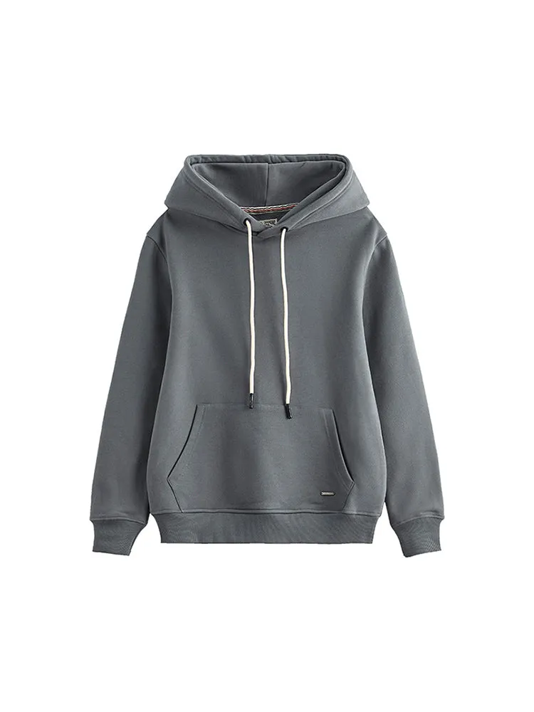 Thickened Solid Color Retro Hooded Men'S Sweatshirt