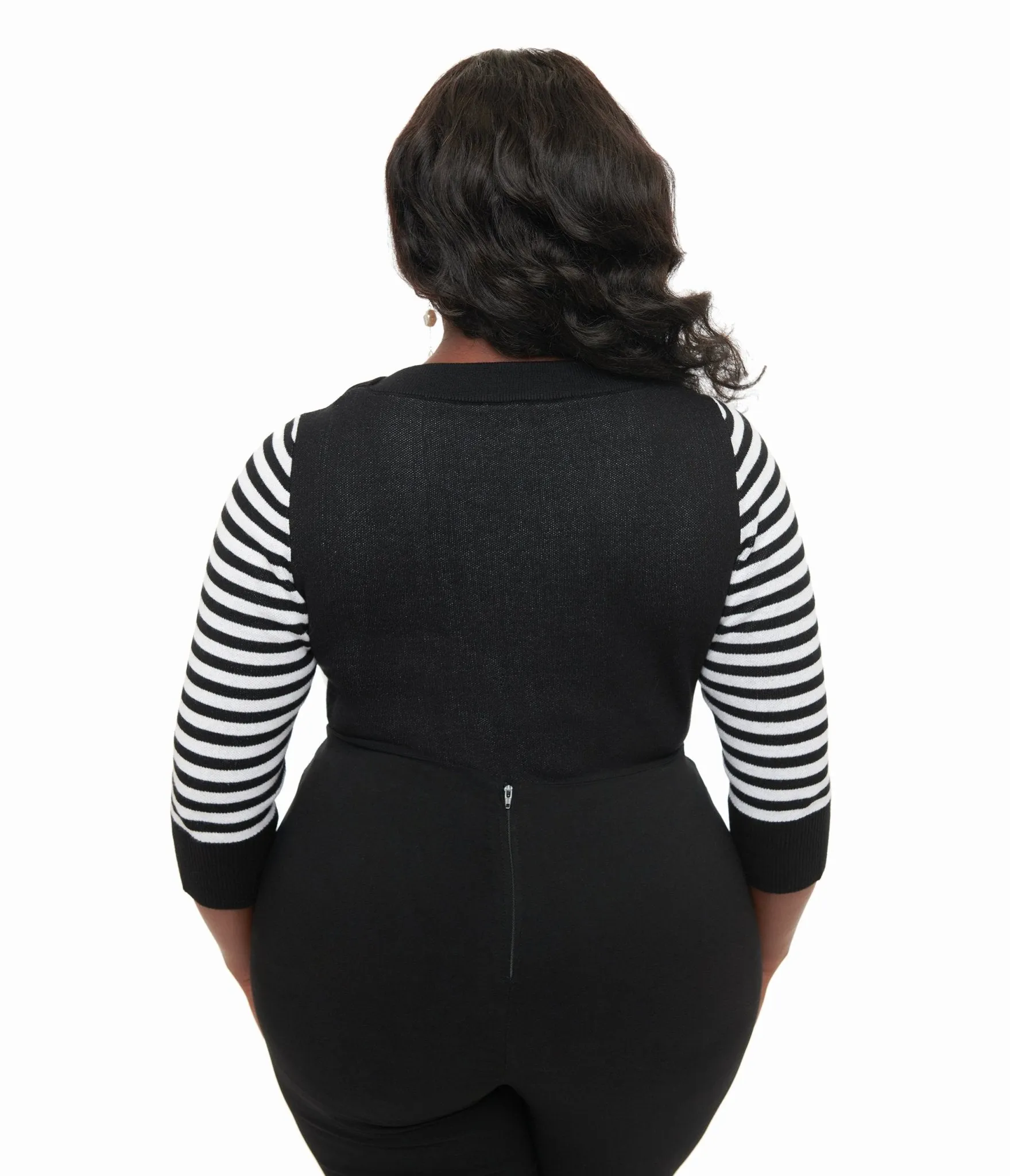 Tim Burton’s The Nightmare Before Christmas by Unique Vintage Plus Size Black & White Stripe Sally Minou Sweater