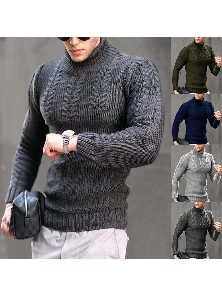 Warm Cable High Neck Sweater
