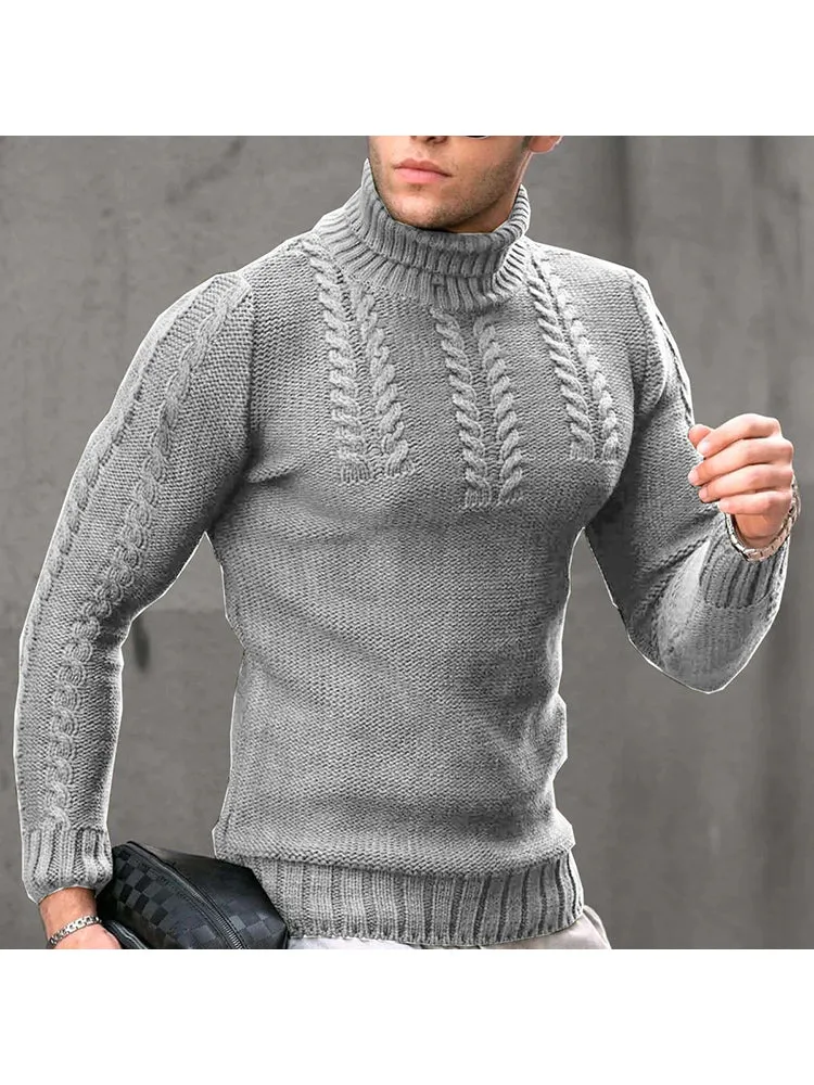 Warm Cable High Neck Sweater
