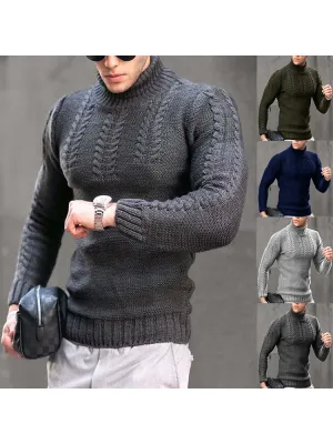 Warm Cable High Neck Sweater