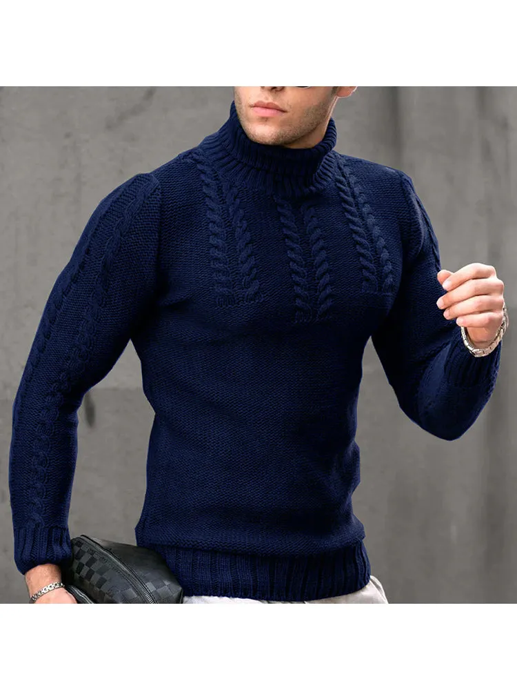 Warm Cable High Neck Sweater
