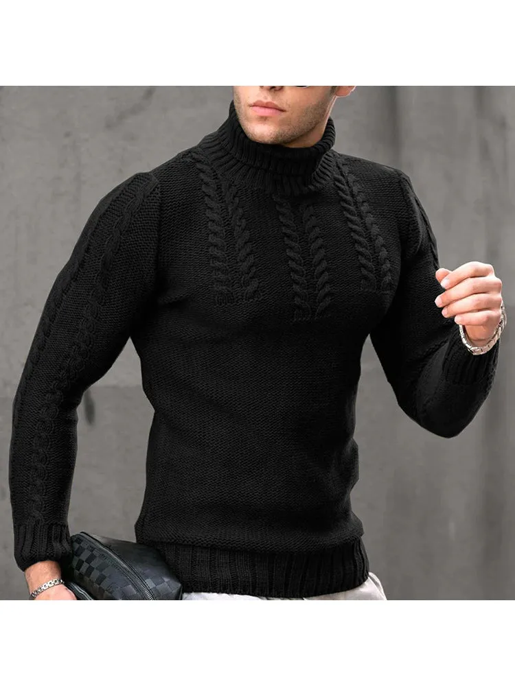 Warm Cable High Neck Sweater