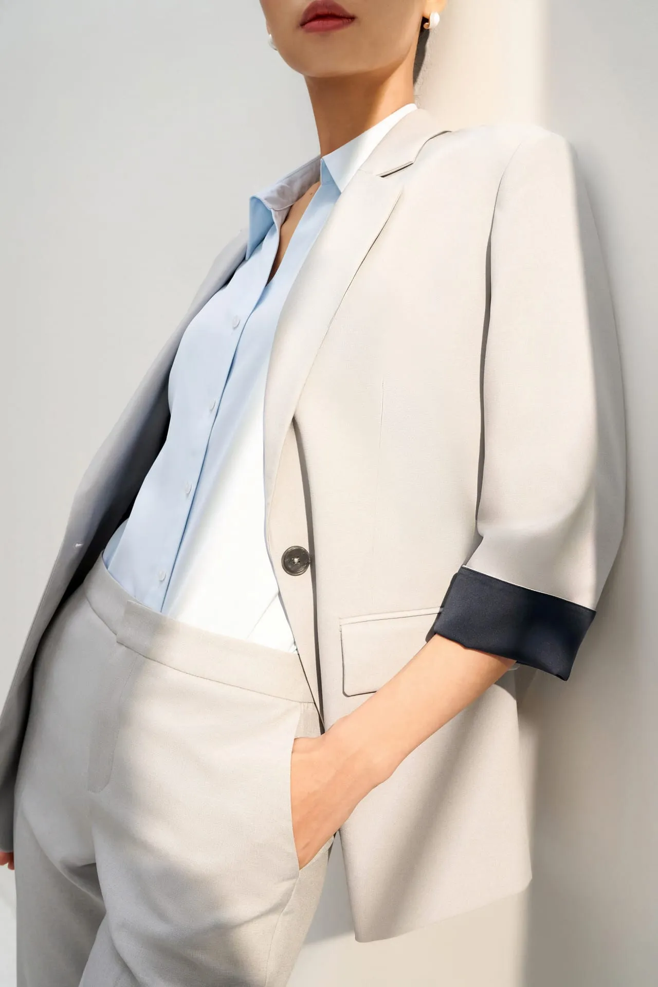 Water & Oil Repellent Rolled Cuffs Suit Blazer