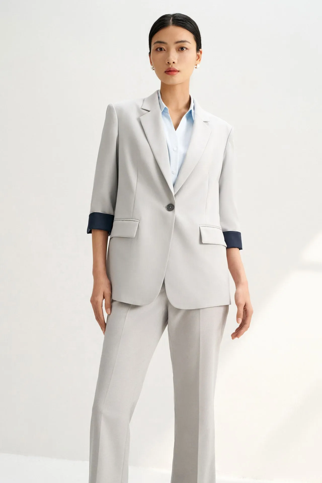 Water & Oil Repellent Rolled Cuffs Suit Blazer