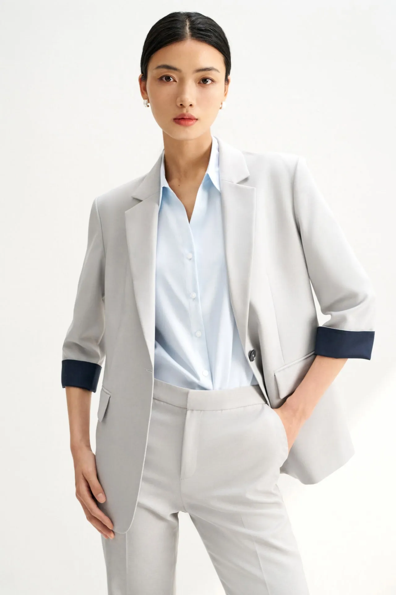 Water & Oil Repellent Rolled Cuffs Suit Blazer