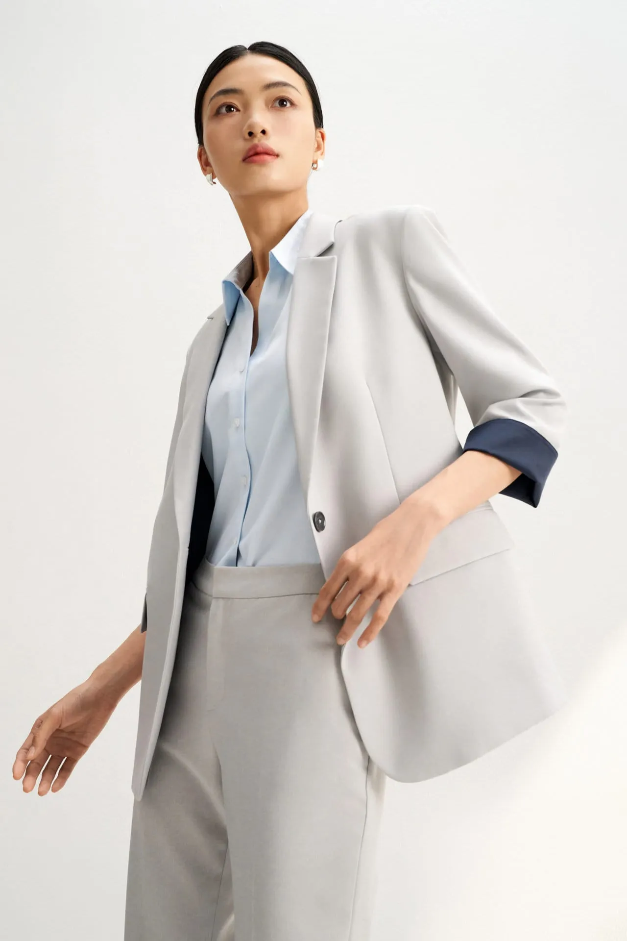 Water & Oil Repellent Rolled Cuffs Suit Blazer