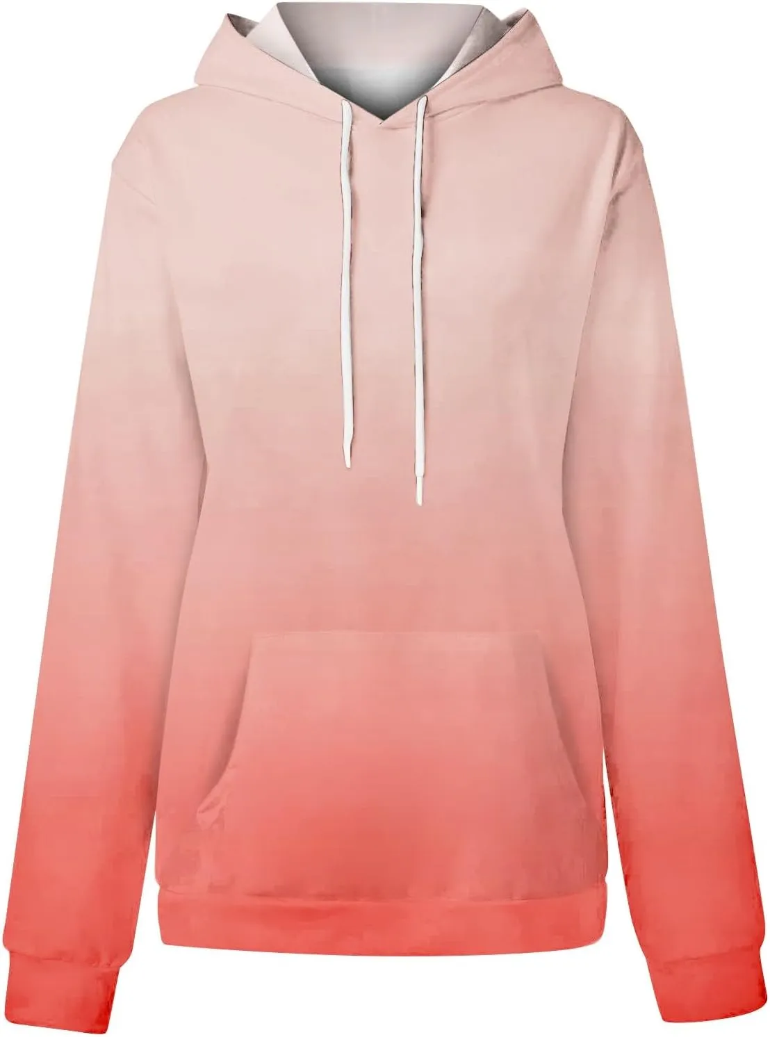Womens Fall Fashion Hoodies Long Sleeve Hooded Drawstring Sweatshirt Gradient Printed Graphic Daily Pullover Tops