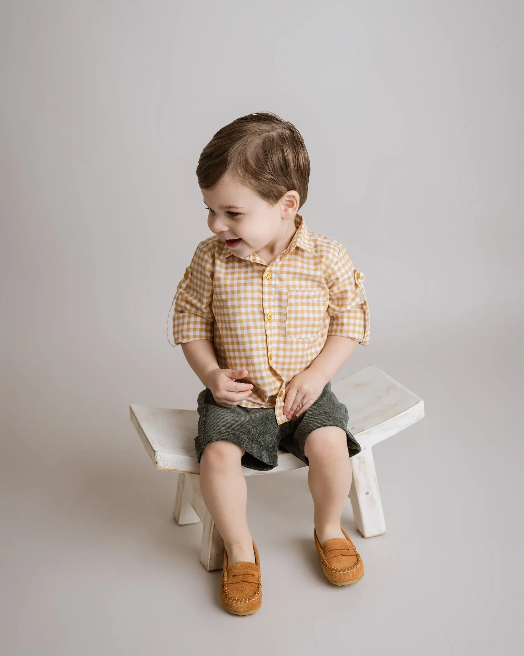 Yellow Gingham Button Down Shirt