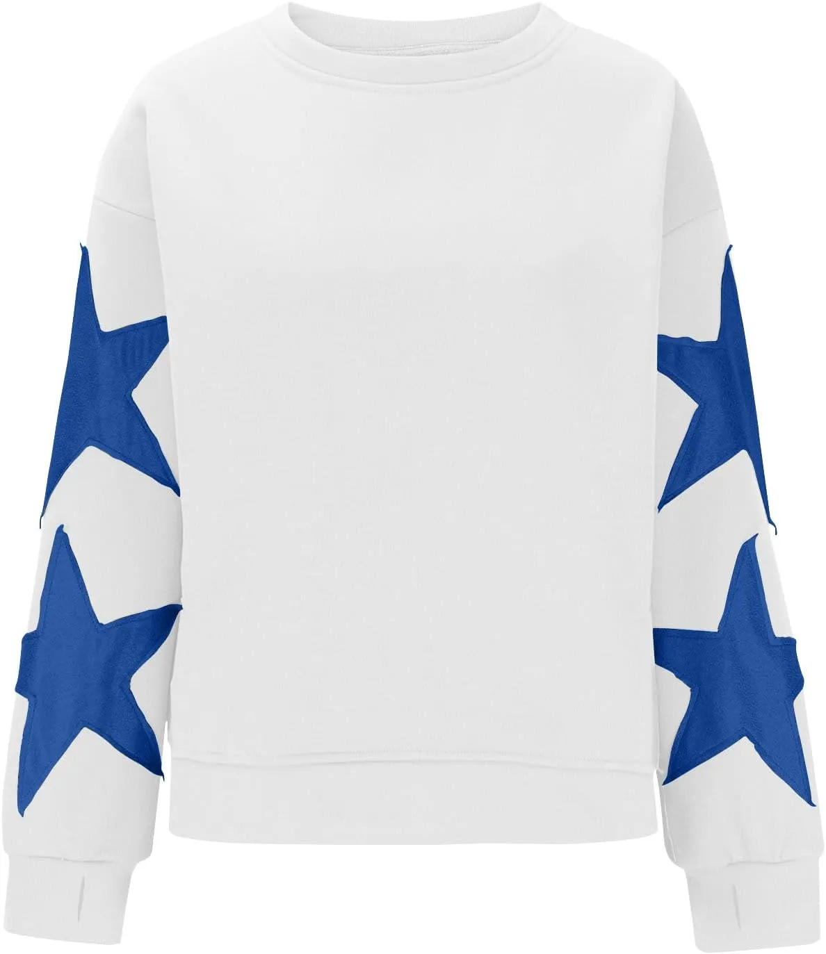 ZDRZK Women's Star Print Sweatshirts Thumb Hole Long Sleeve Crewneck Pullover 2024 Fall Fleece Casual Tops Trendy Y2k