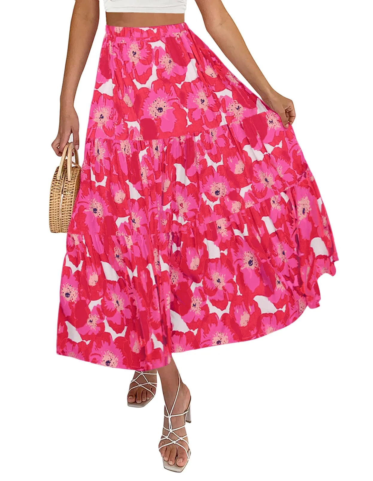 ZESICA Plaid Elastic High Waist Skirt with Pockets